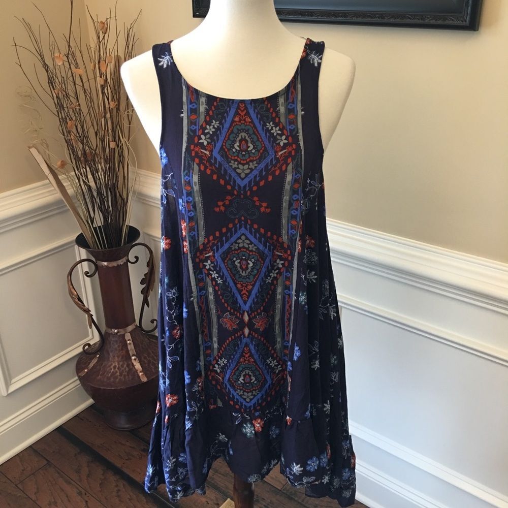 Free People Sleeveless Ruffle Hem Sun Dress Sz S